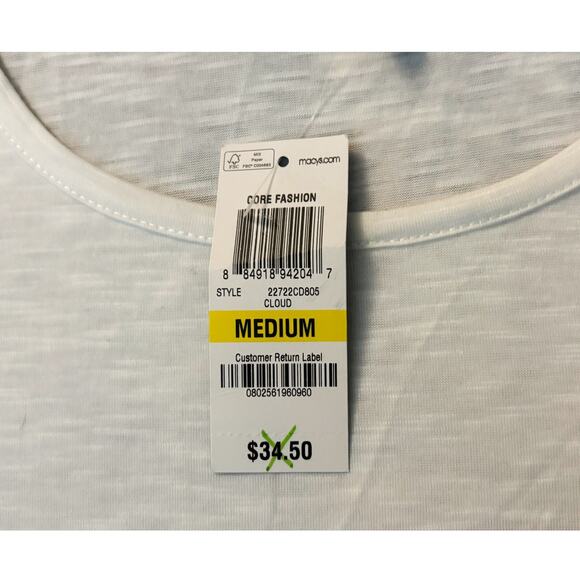 Style & Co. White Scoop Neck Blouse Womens Size M NWT - Picture 3 of 7